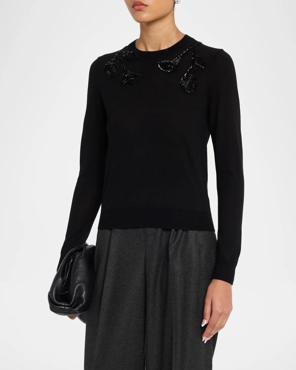 Embroidered Wool &amp; Silk-Blend Long-Sleeve Sweater - thumbnail 4