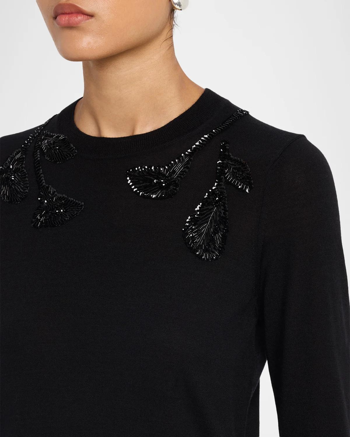 Embroidered Wool &amp; Silk-Blend Long-Sleeve Sweater - thumbnail 5