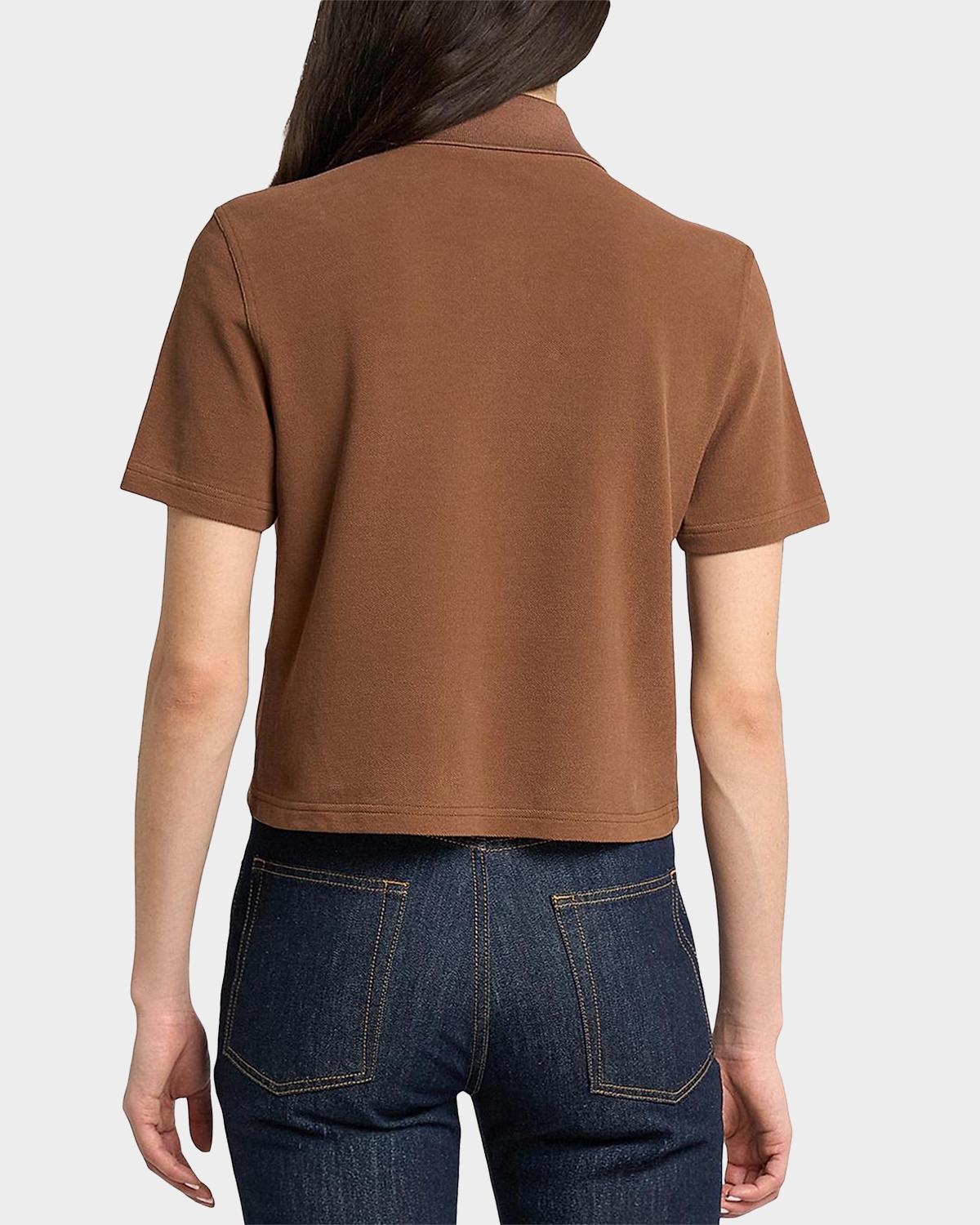 Cassandre Cotton Cropped Polo Shirt - thumbnail 3