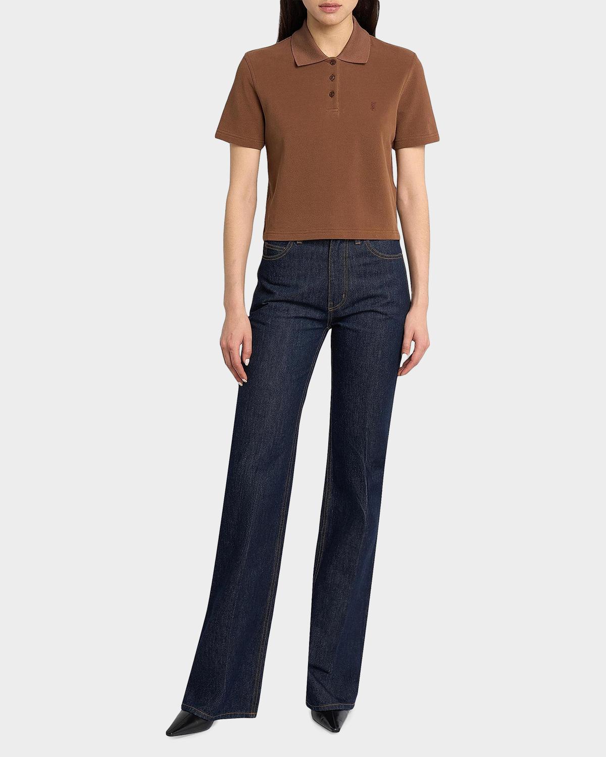 Cassandre Cotton Cropped Polo Shirt - thumbnail 9