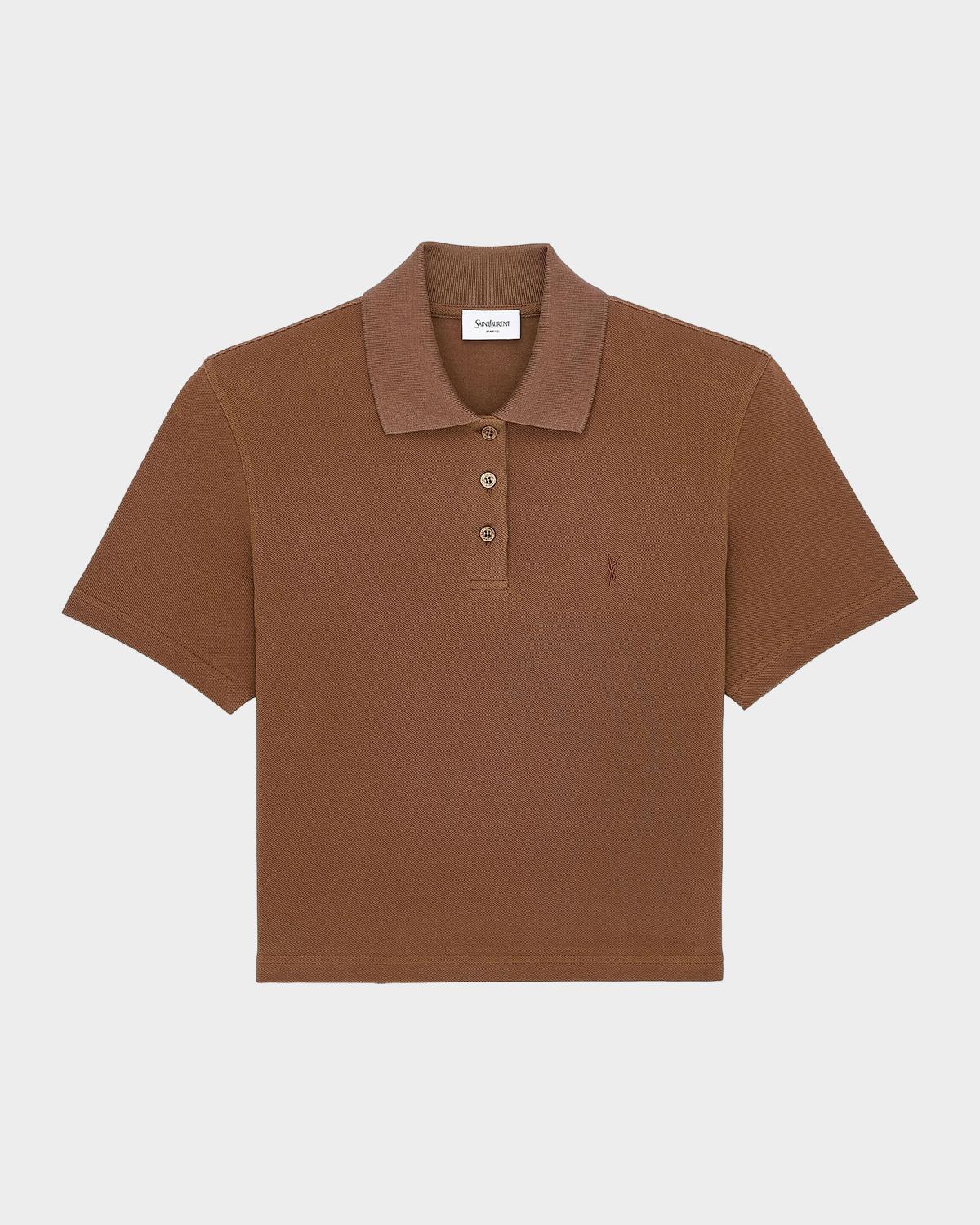 Cassandre Cotton Cropped Polo Shirt - thumbnail 8