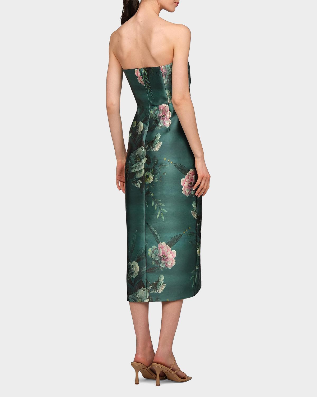 Amelie Floral Satin Tea-Length Dress - thumbnail 3