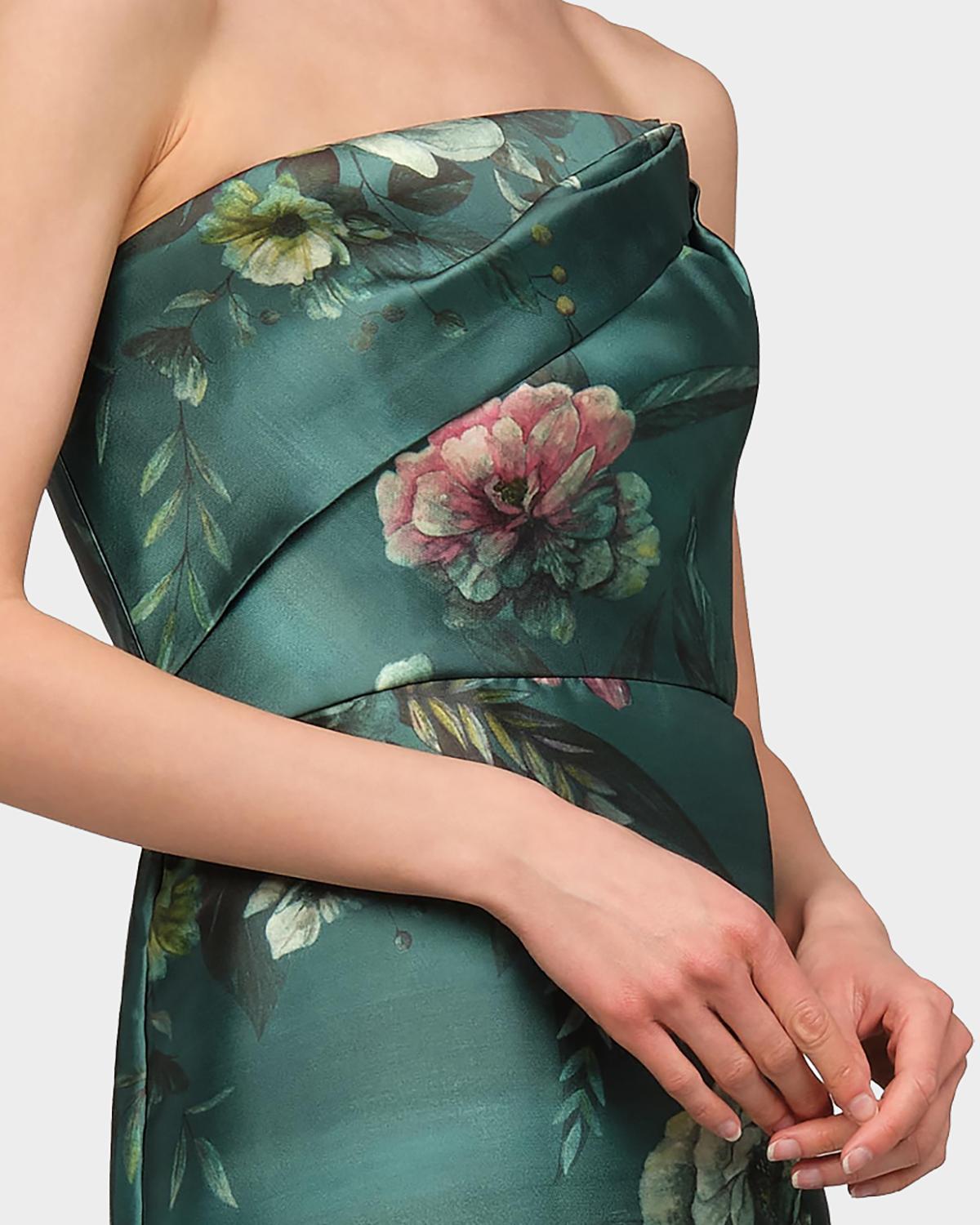 Amelie Floral Satin Tea-Length Dress - thumbnail 5
