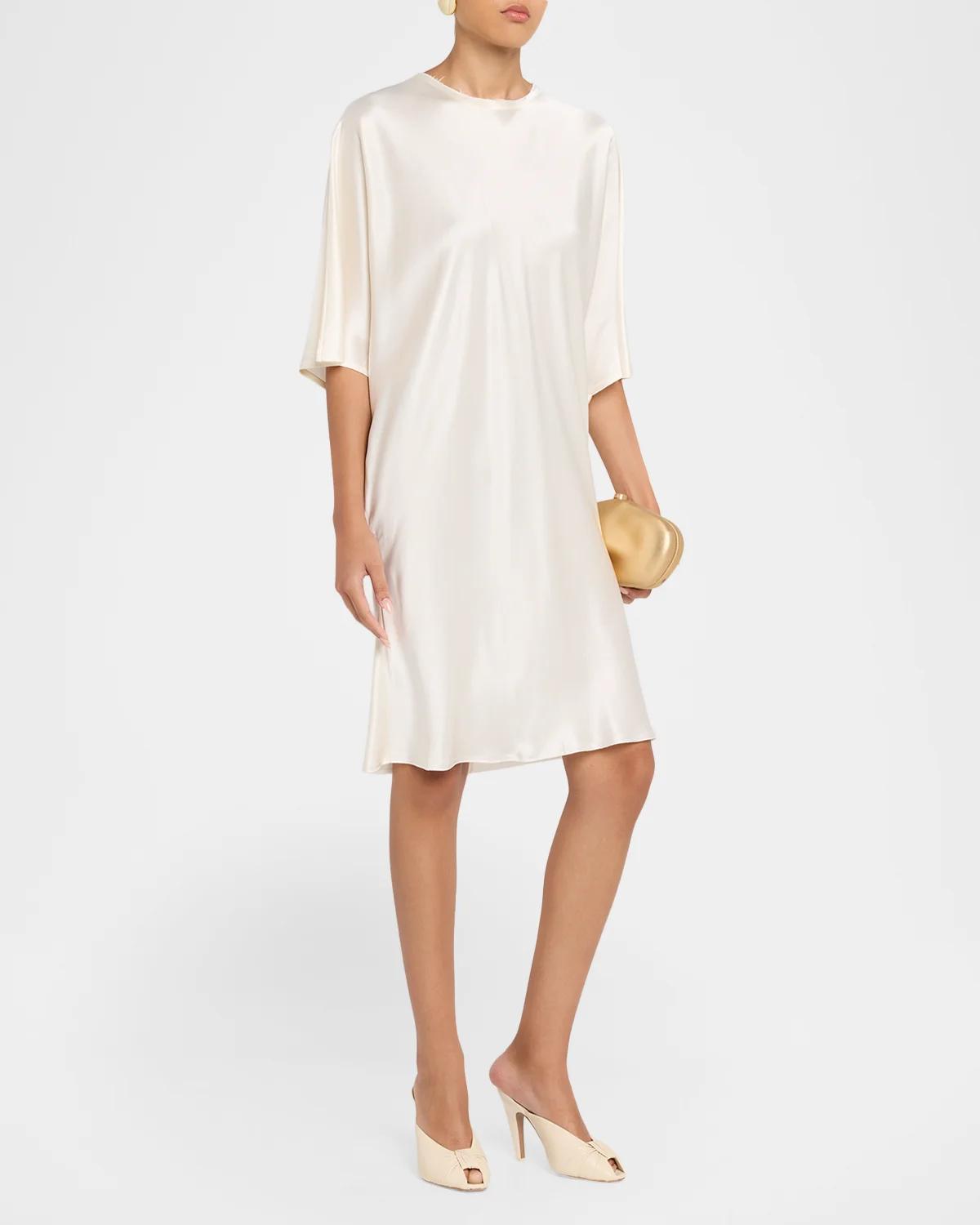 Mila Satin Shift Knee-Length Dress - thumbnail 4