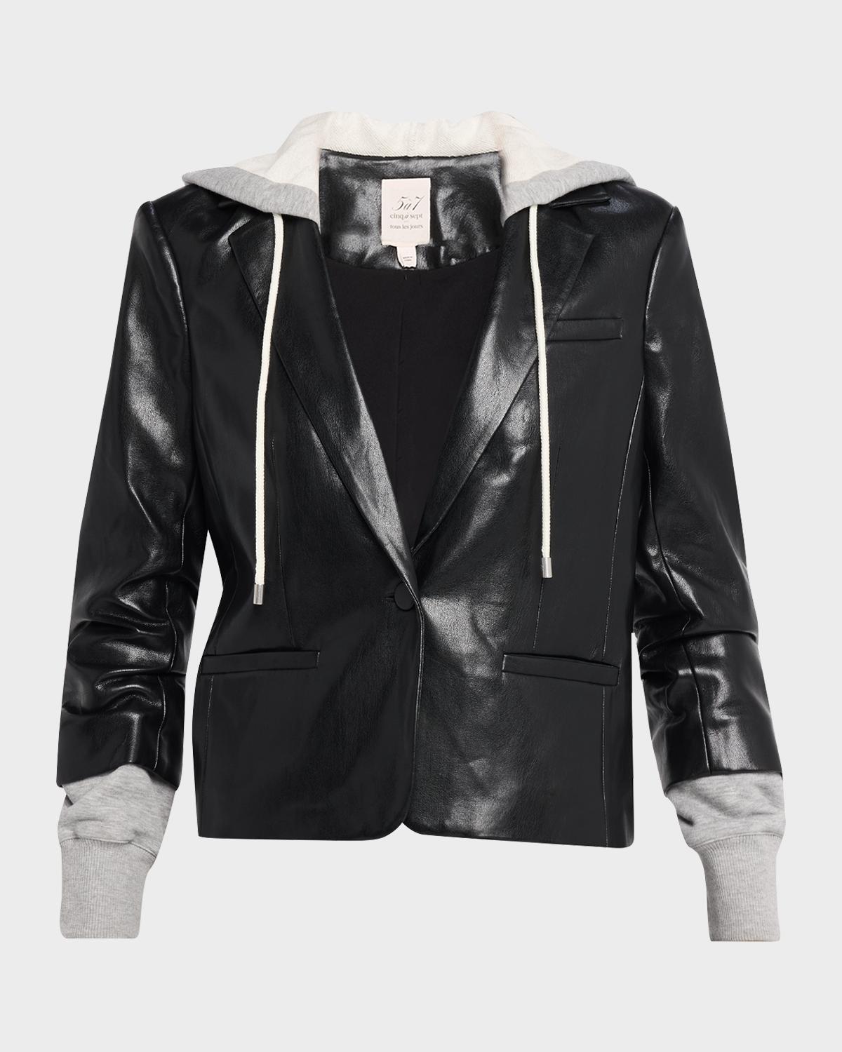 Hooded Vegan Leather Jacket