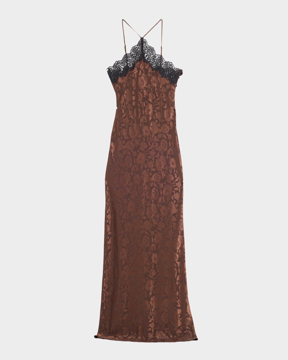 Rue Jacquard Lace-Trim Maxi Dress