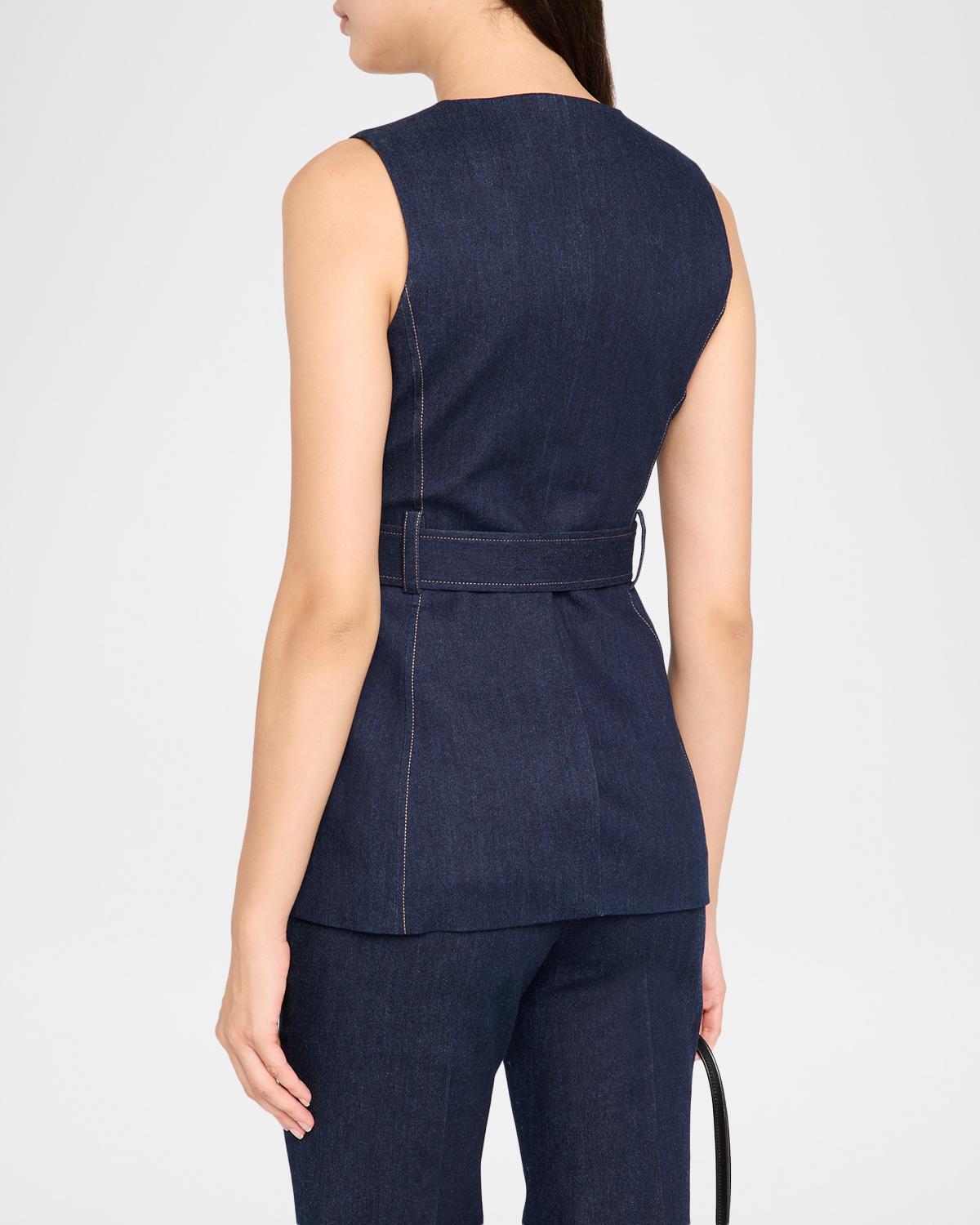 Becker Stretch-Denim Belted Vest - thumbnail 3