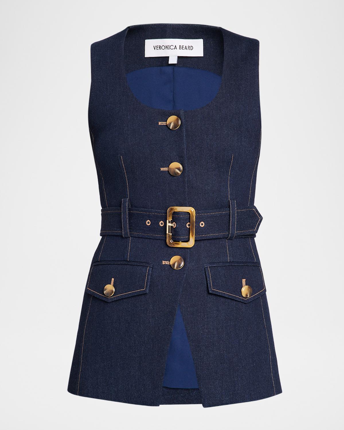 Becker Stretch-Denim Belted Vest