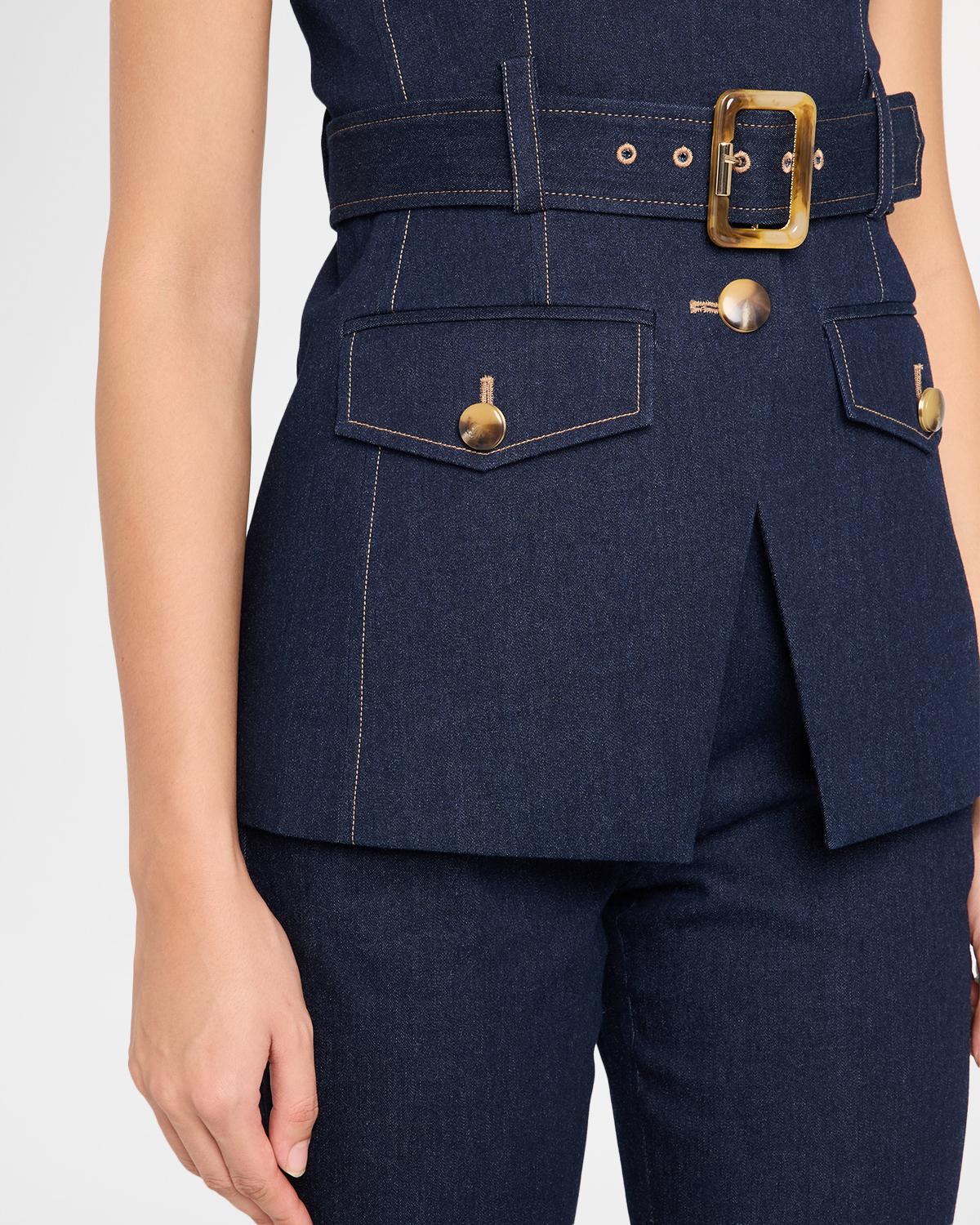 Becker Stretch-Denim Belted Vest - thumbnail 5