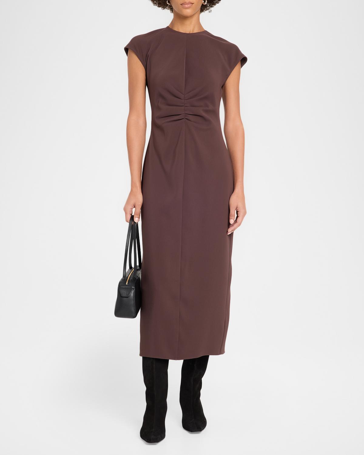 June Ruched Cap-Sleeve Midi Dress - thumbnail 2