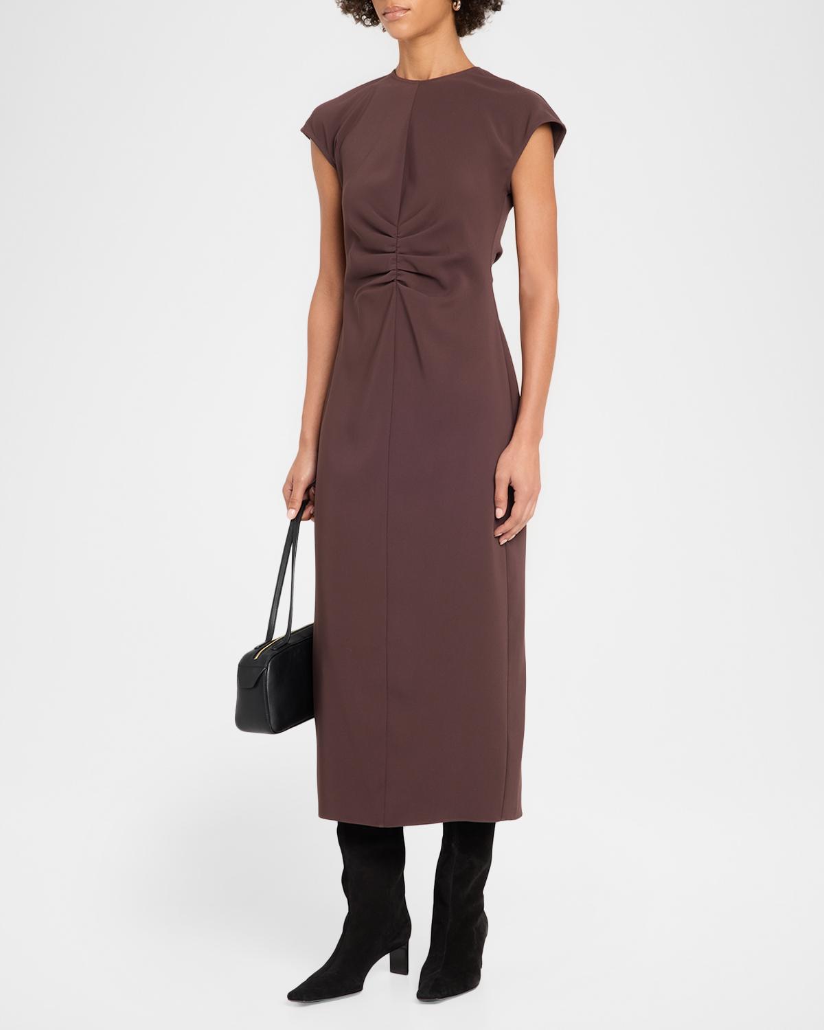 June Ruched Cap-Sleeve Midi Dress - thumbnail 4