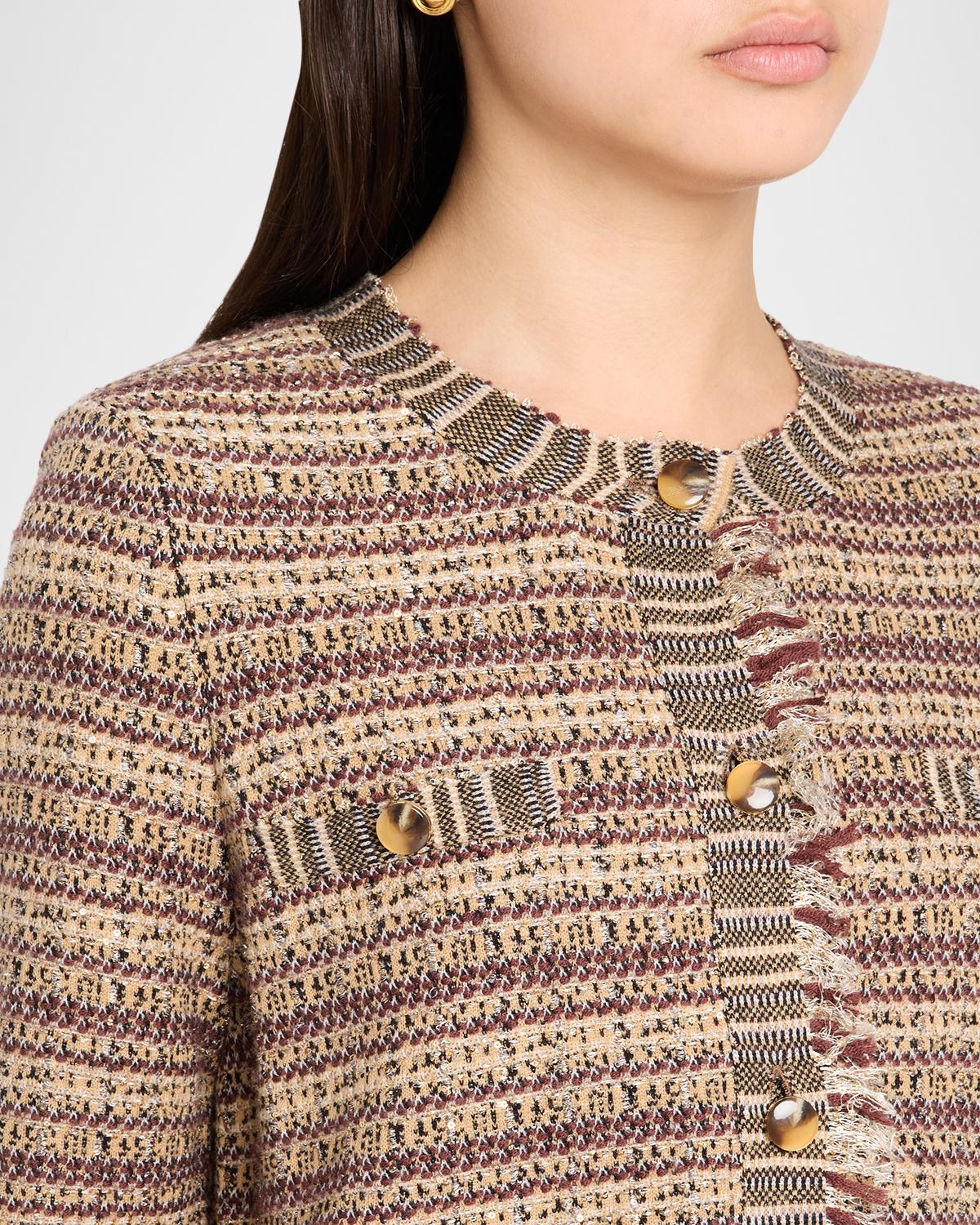 Sariyah Striped Wool-Blend Knit Jacket - thumbnail 5