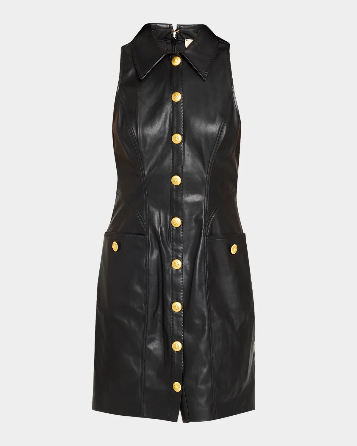 Apolline Sleeveless Faux-Leather Mini Dress