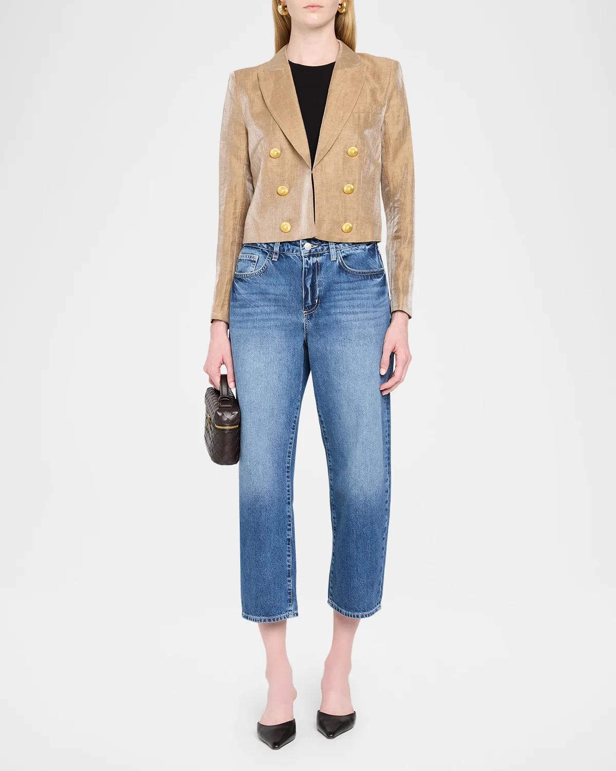 Inez Cropped Metallic Blazer - thumbnail 2