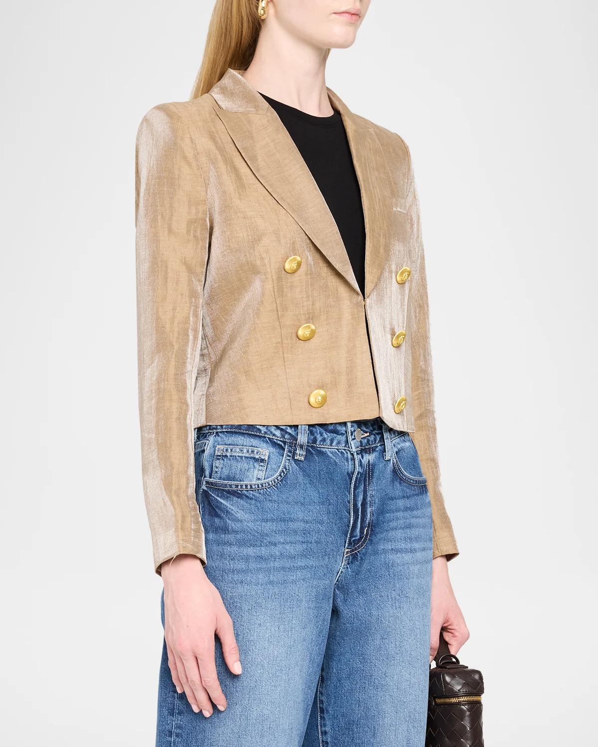 Inez Cropped Metallic Blazer - thumbnail 4