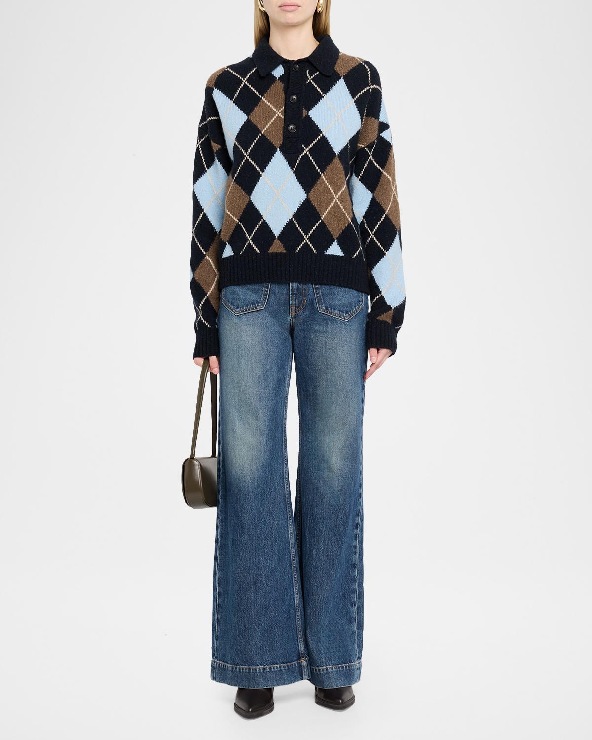 Lennon Argyle Wool-Cashmere Polo Sweater - thumbnail 2