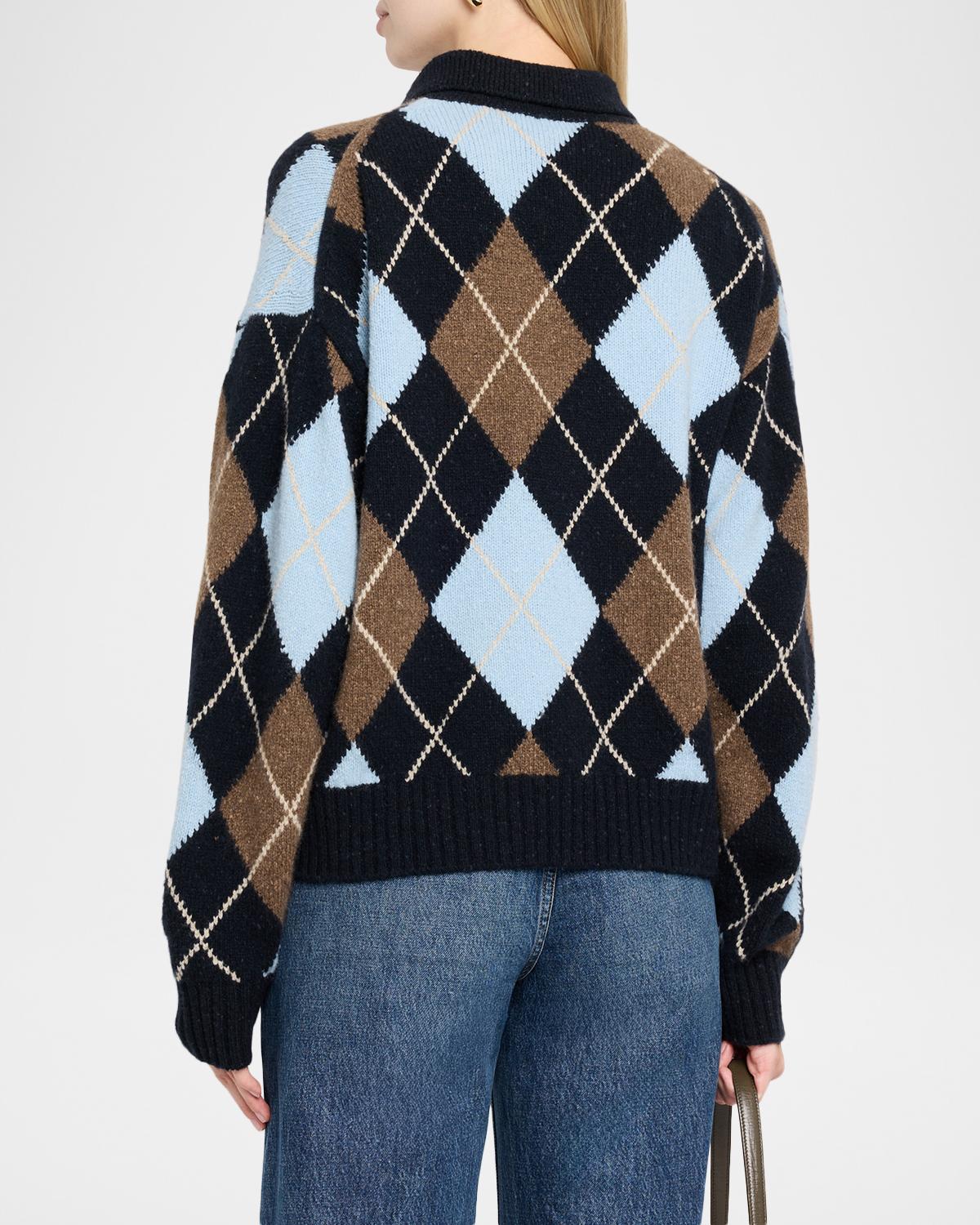 Lennon Argyle Wool-Cashmere Polo Sweater - thumbnail 3