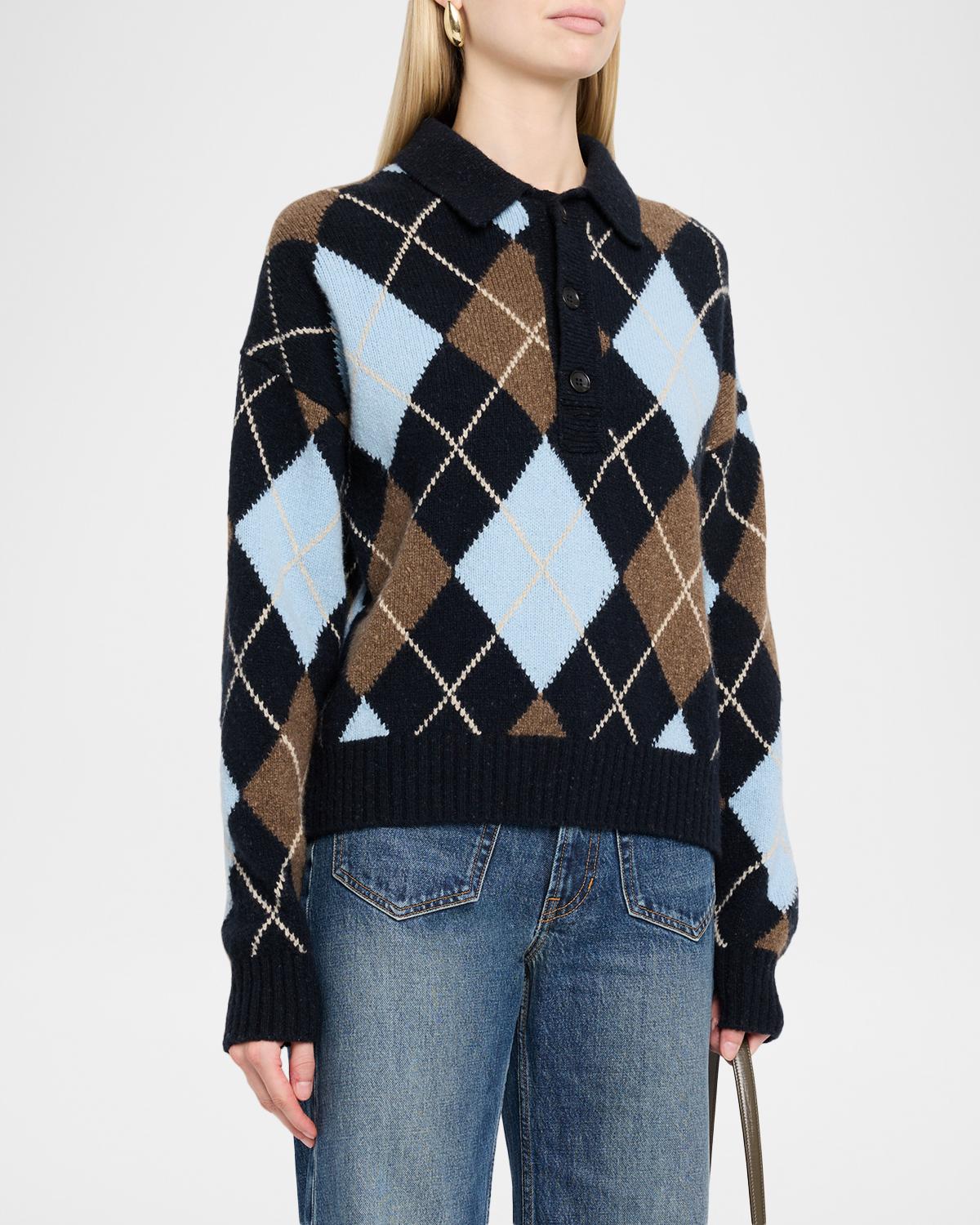 Lennon Argyle Wool-Cashmere Polo Sweater - thumbnail 4