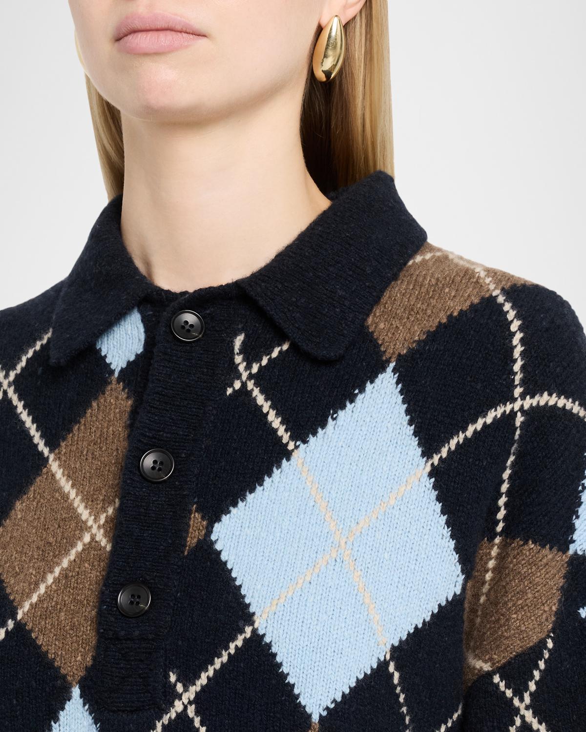 Lennon Argyle Wool-Cashmere Polo Sweater - thumbnail 5