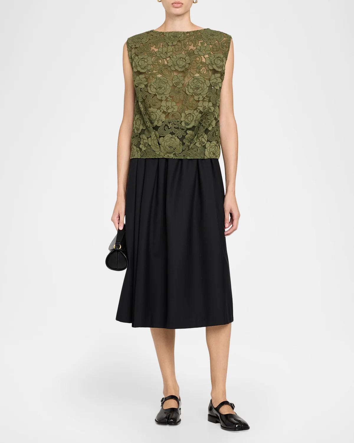 Sleeveless Floral Lace Boxy Smock Top - thumbnail 2