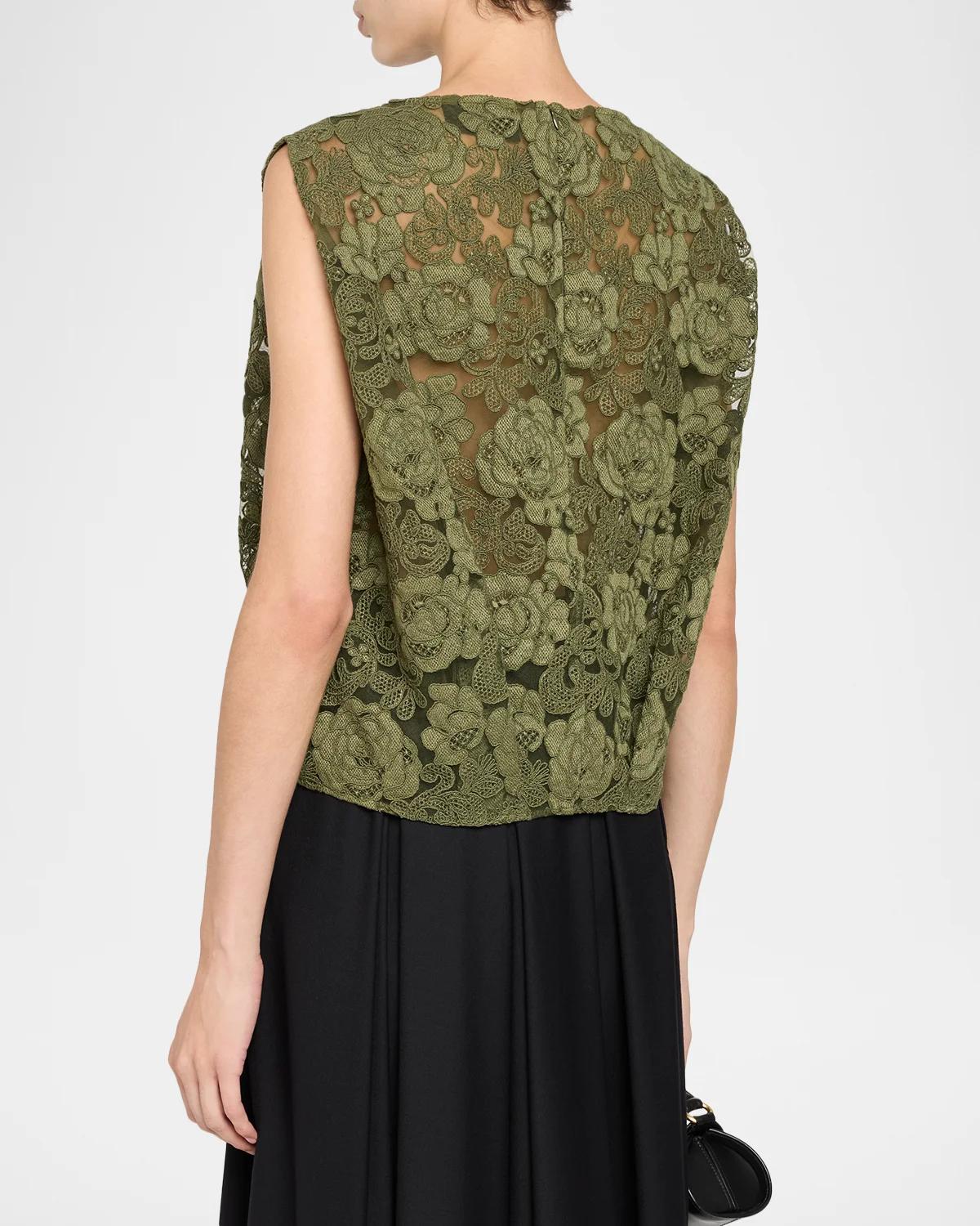 Sleeveless Floral Lace Boxy Smock Top - thumbnail 3
