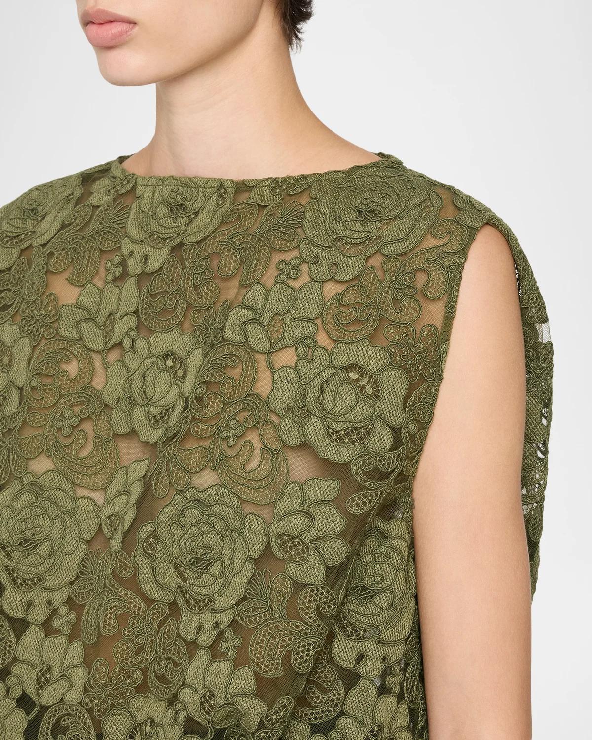 Sleeveless Floral Lace Boxy Smock Top - thumbnail 5