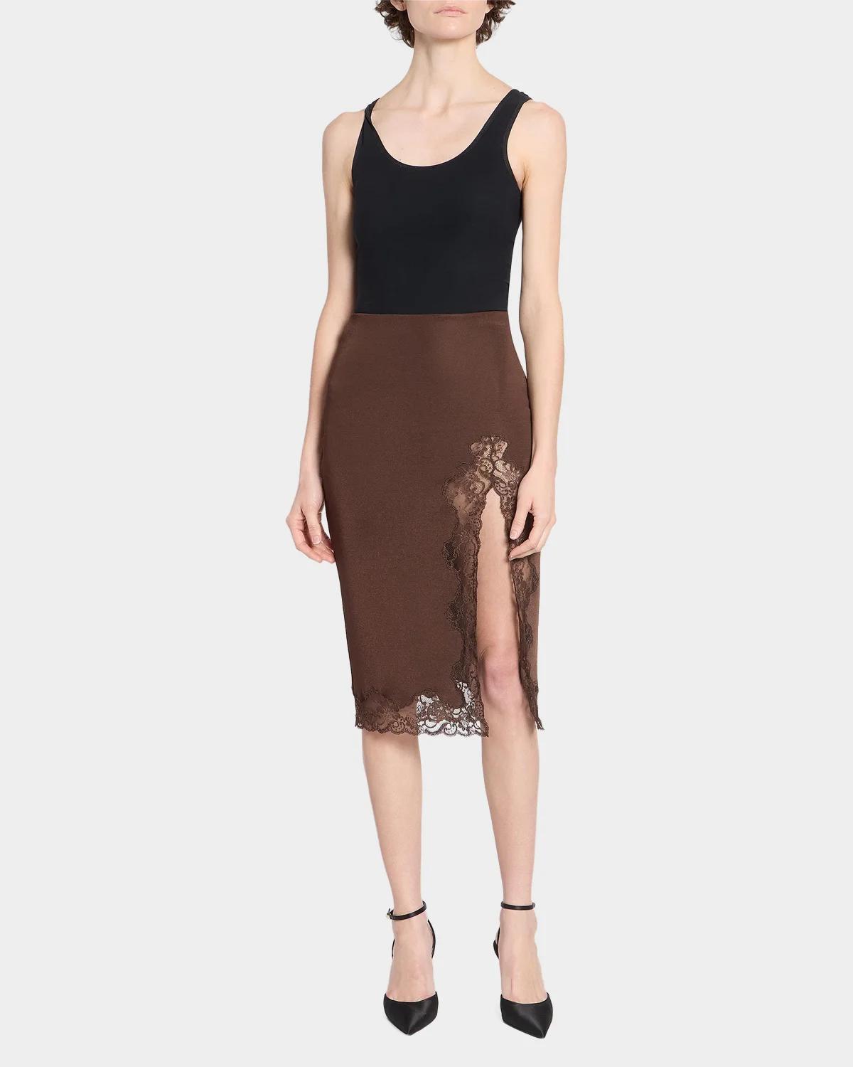 Lace-Trimmed Midi Skirt - thumbnail 2