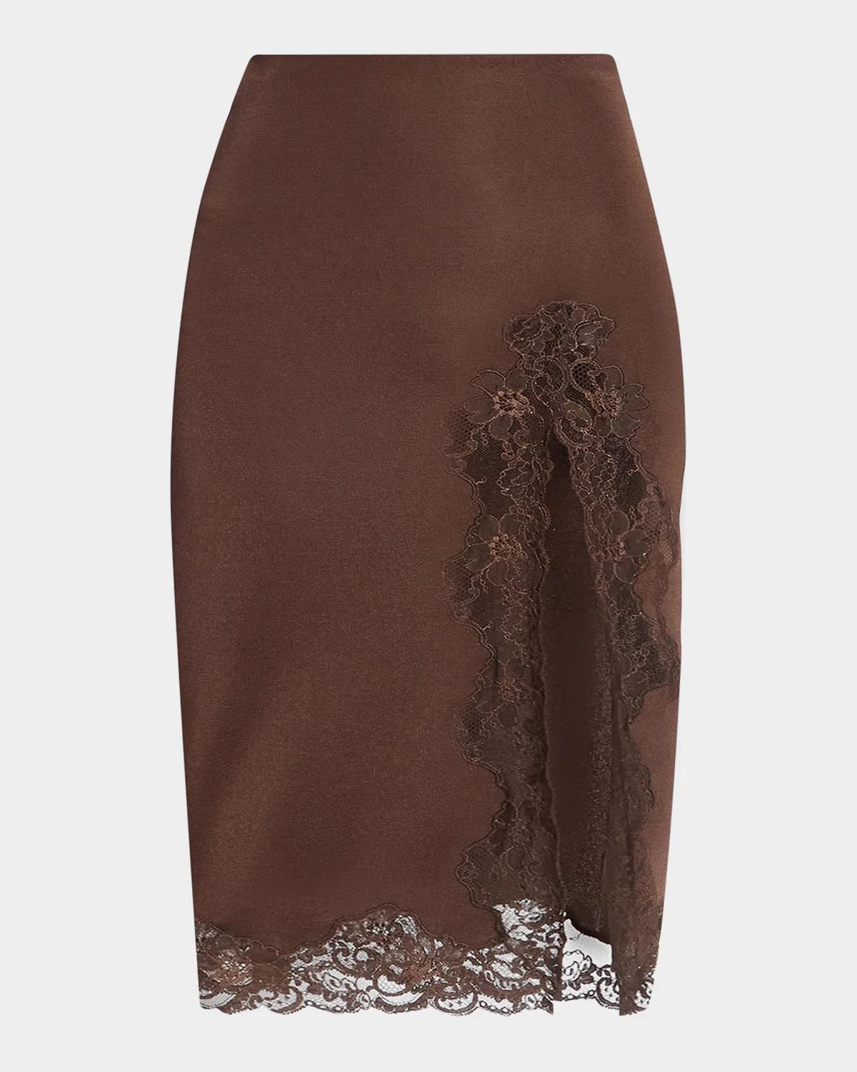 Lace-Trimmed Midi Skirt
