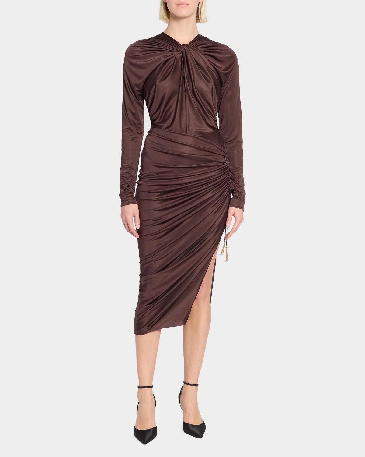 Draped Jersey Slit Midi Skirt - thumbnail 2