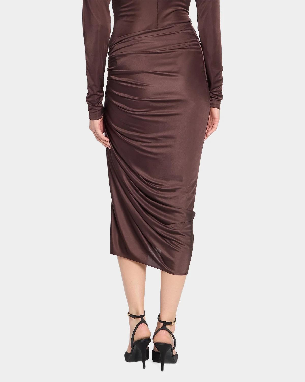 Draped Jersey Slit Midi Skirt - thumbnail 3