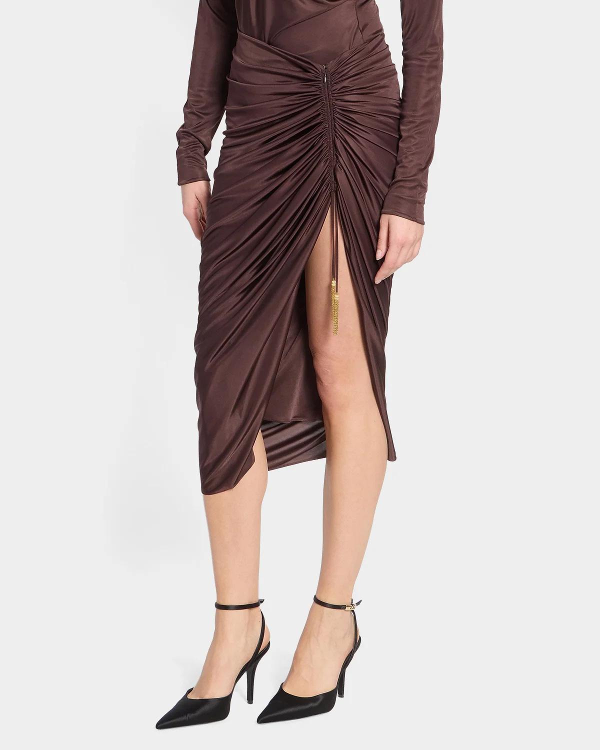 Draped Jersey Slit Midi Skirt - thumbnail 4