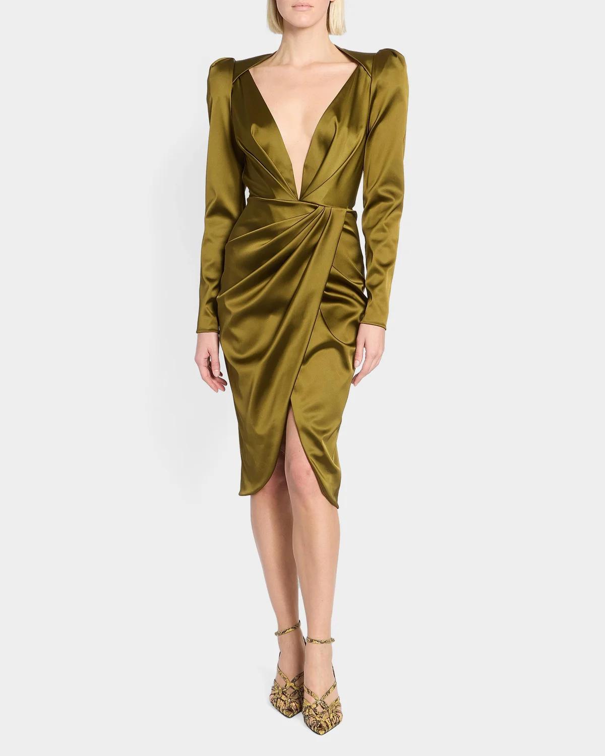 Draped Silk Satin Dress - thumbnail 2