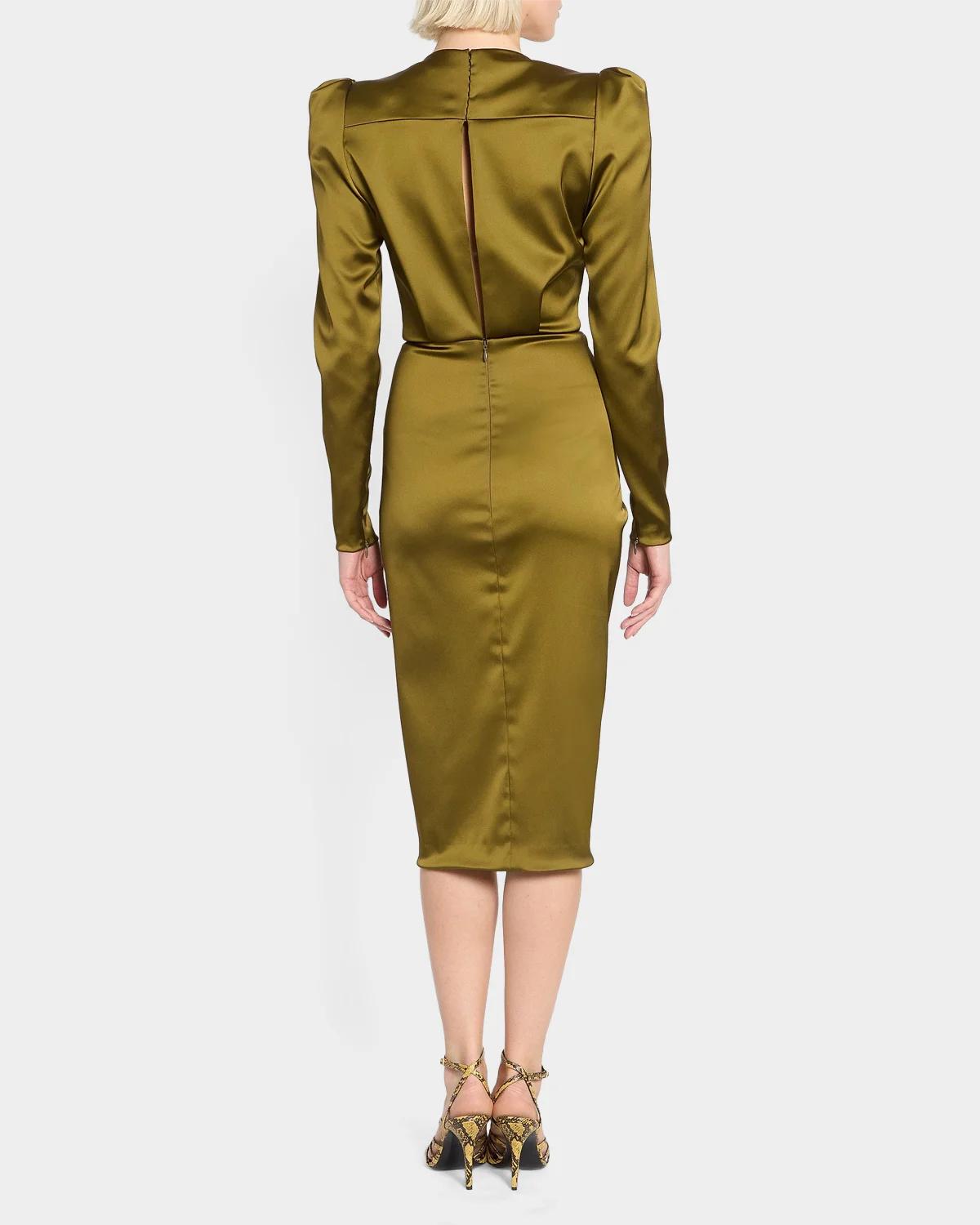 Draped Silk Satin Dress - thumbnail 3