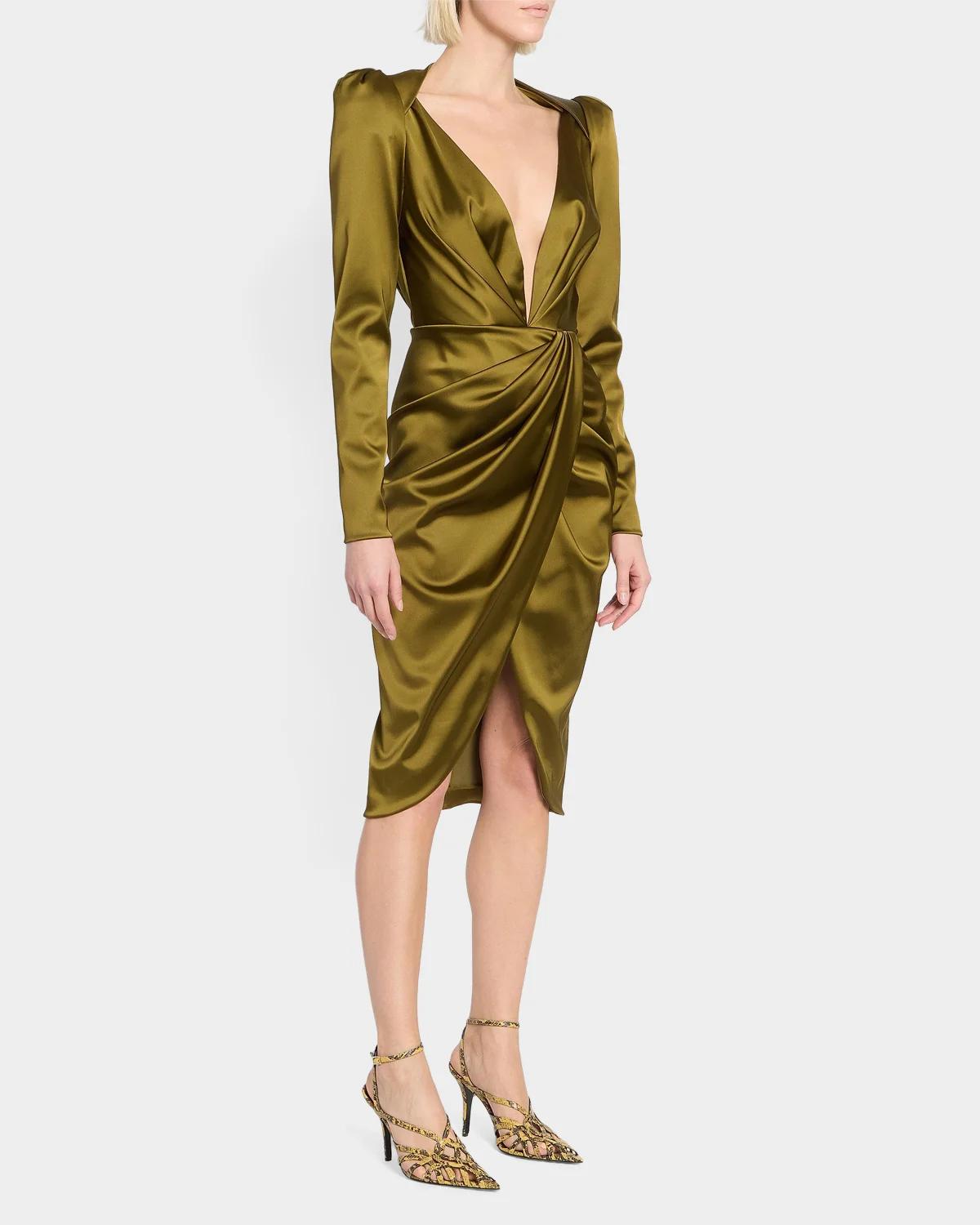Draped Silk Satin Dress - thumbnail 4