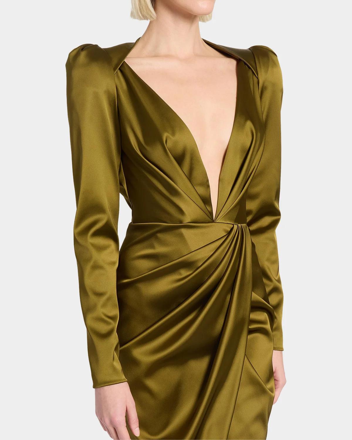 Draped Silk Satin Dress - thumbnail 5