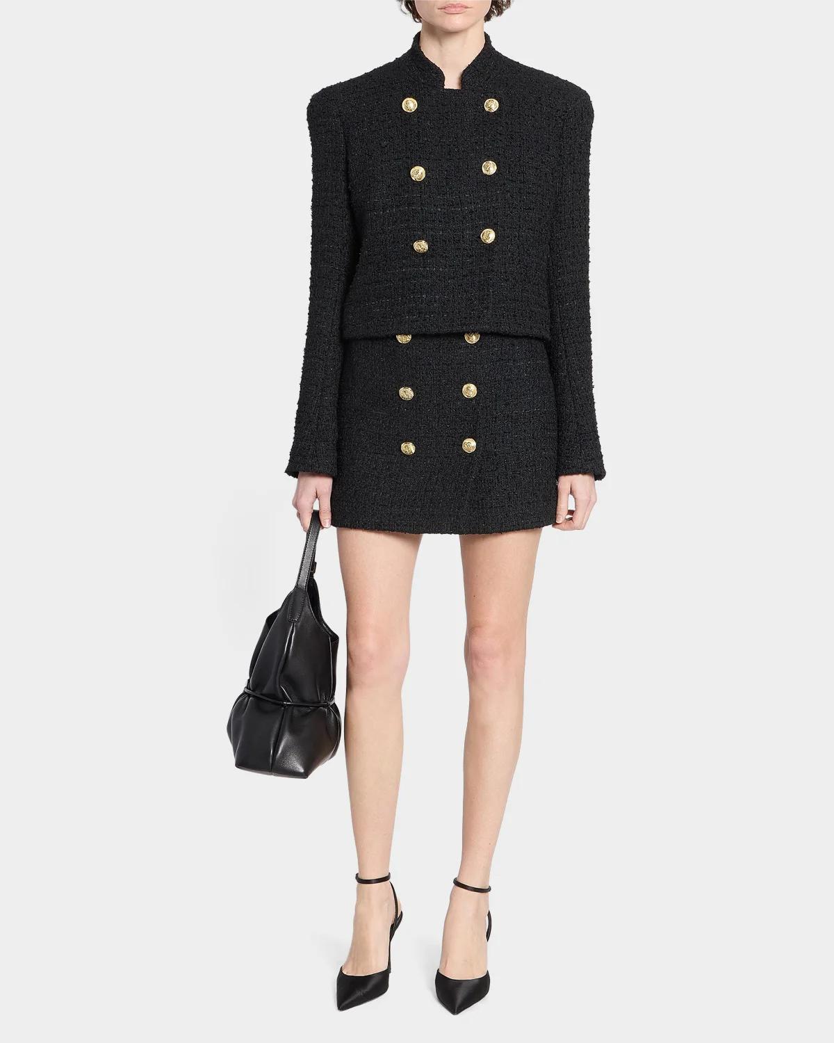 Buttoned Tweed Mini Skirt - thumbnail 2