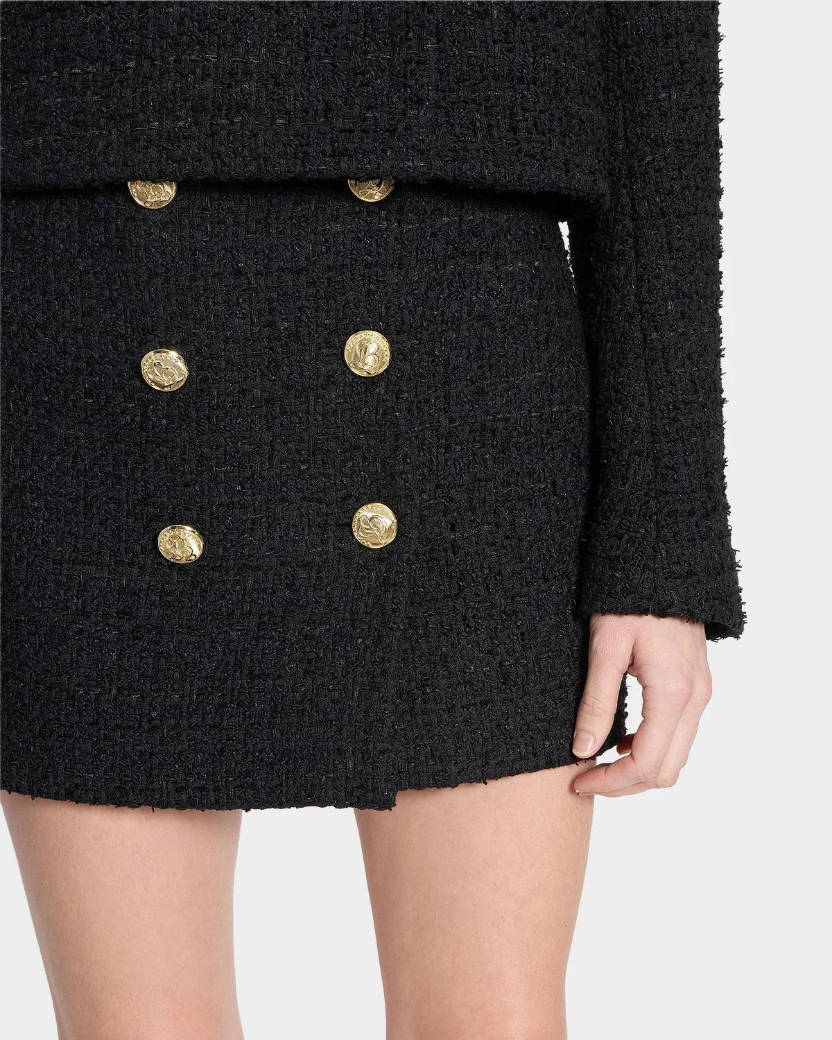 Buttoned Tweed Mini Skirt - thumbnail 3