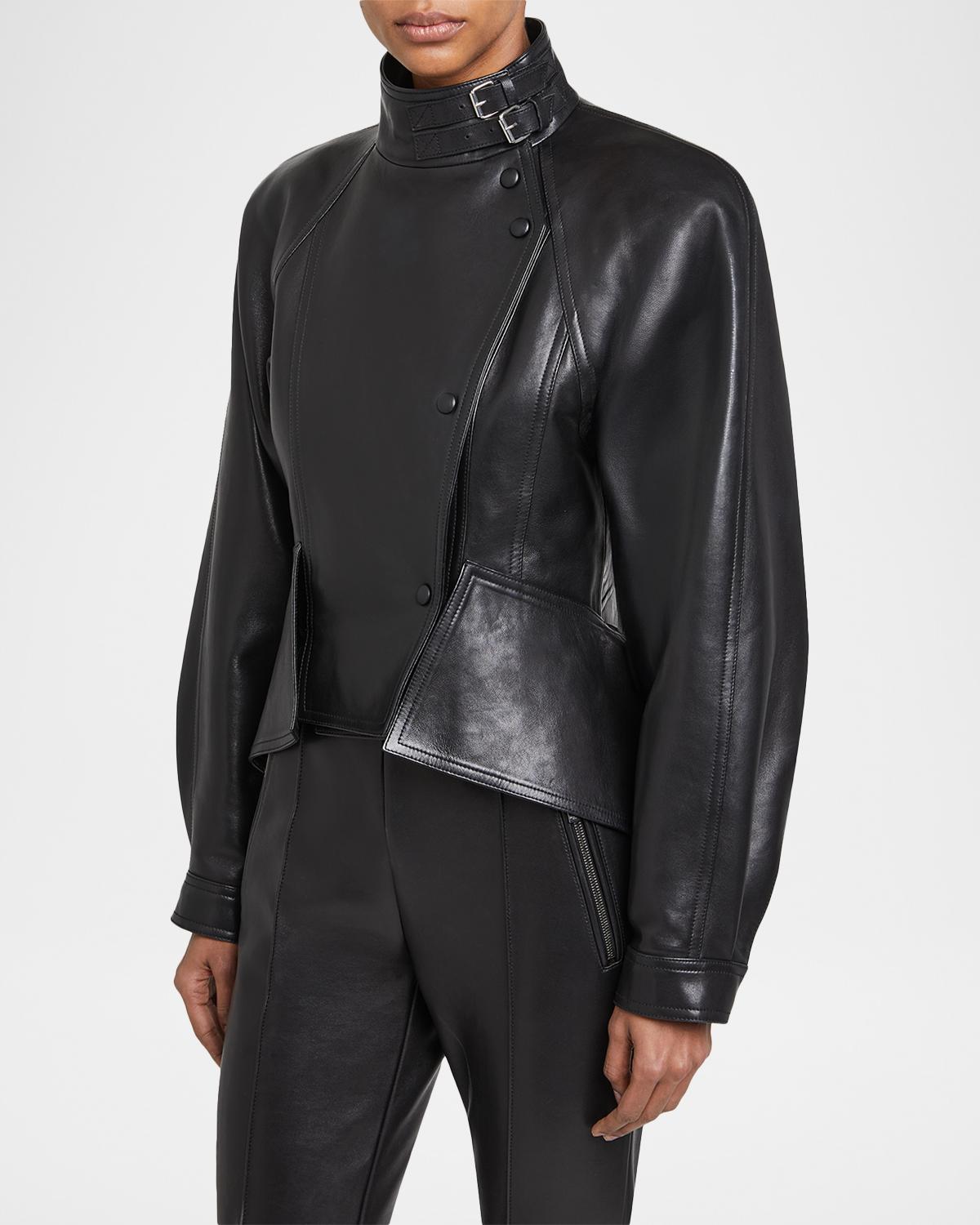 Leather Fitted Peplum Jacket - thumbnail 4