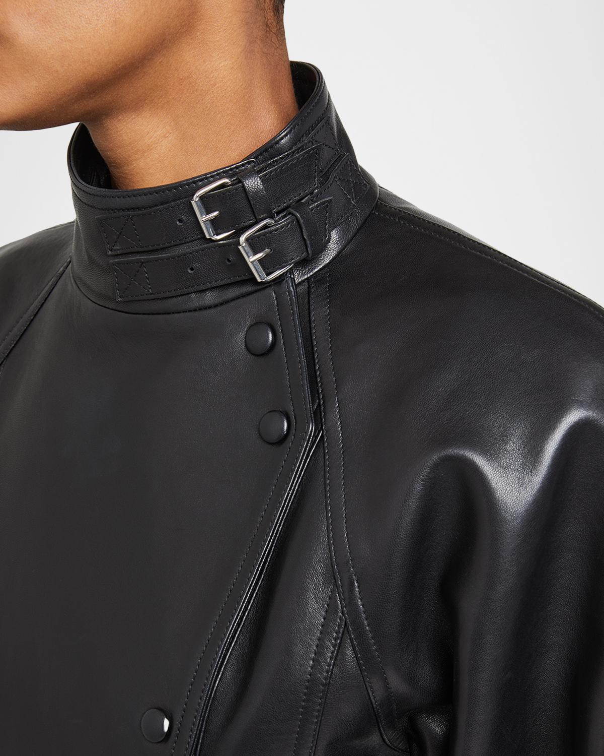 Leather Fitted Peplum Jacket - thumbnail 5