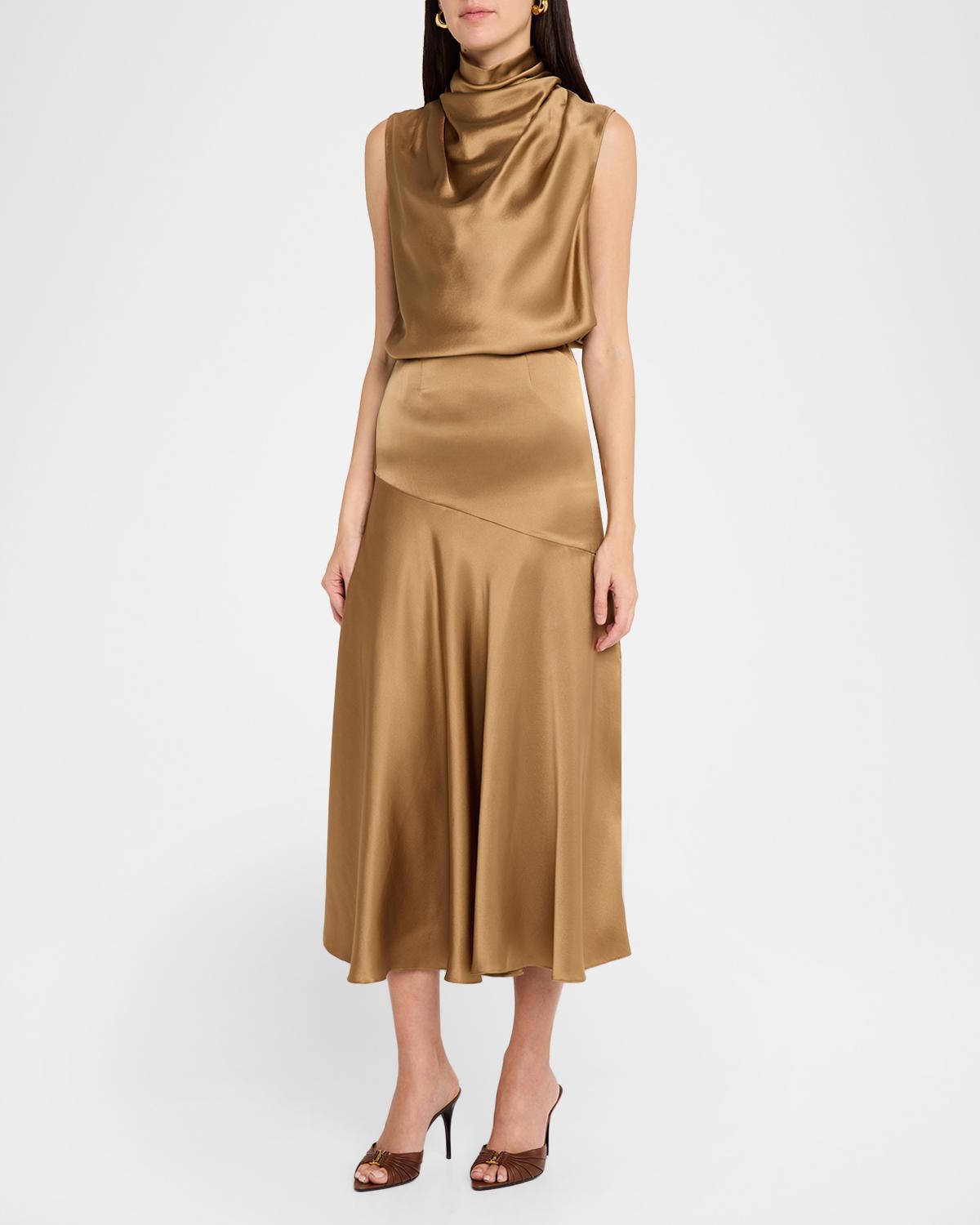 Tess Silk Charmeuse Midi Skirt - thumbnail 2