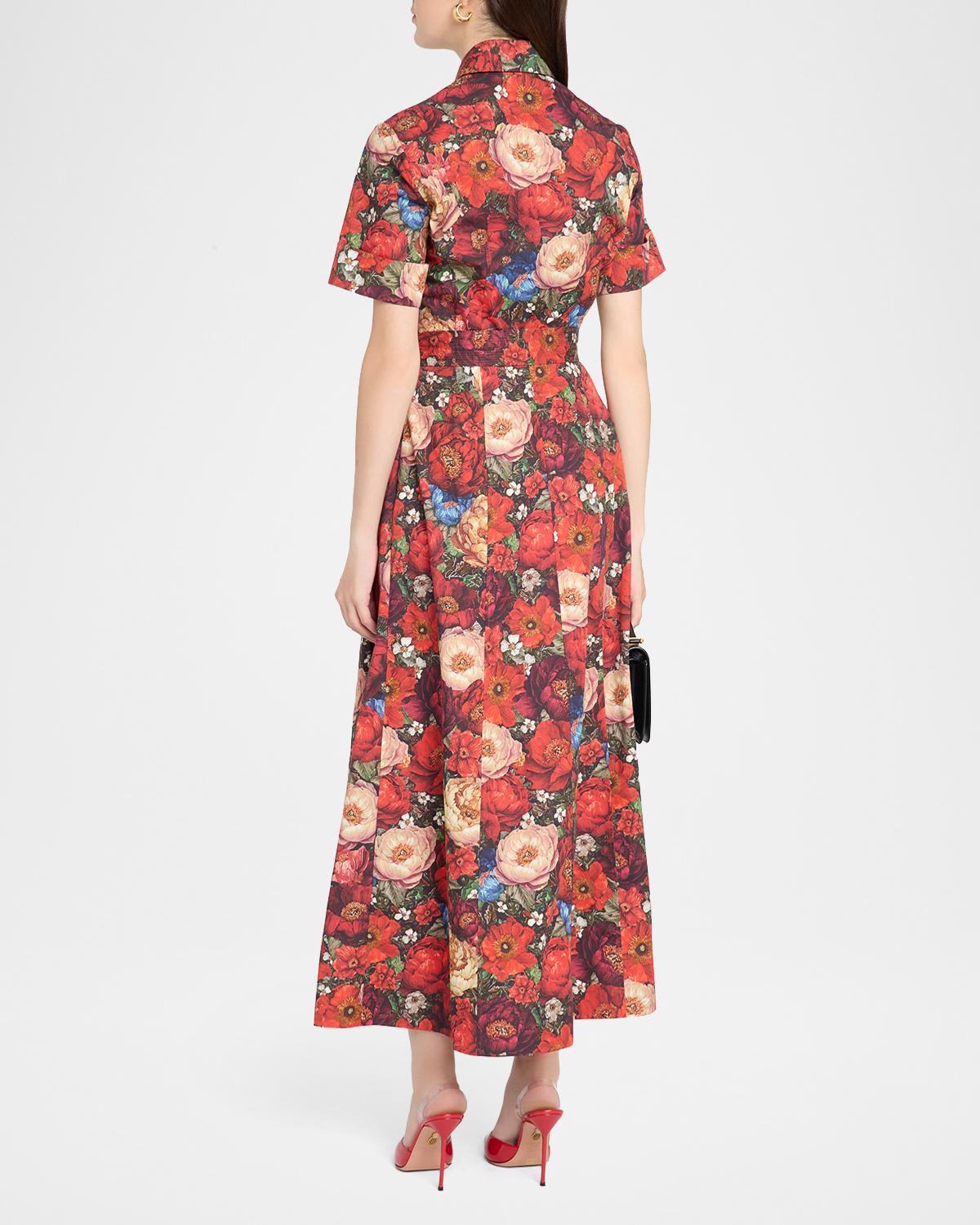 Leighton Belted Floral Poplin Midi Dress - thumbnail 3