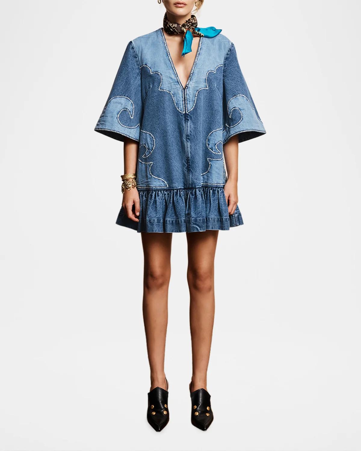 Jesse Studded Denim Mini Dress - thumbnail 2