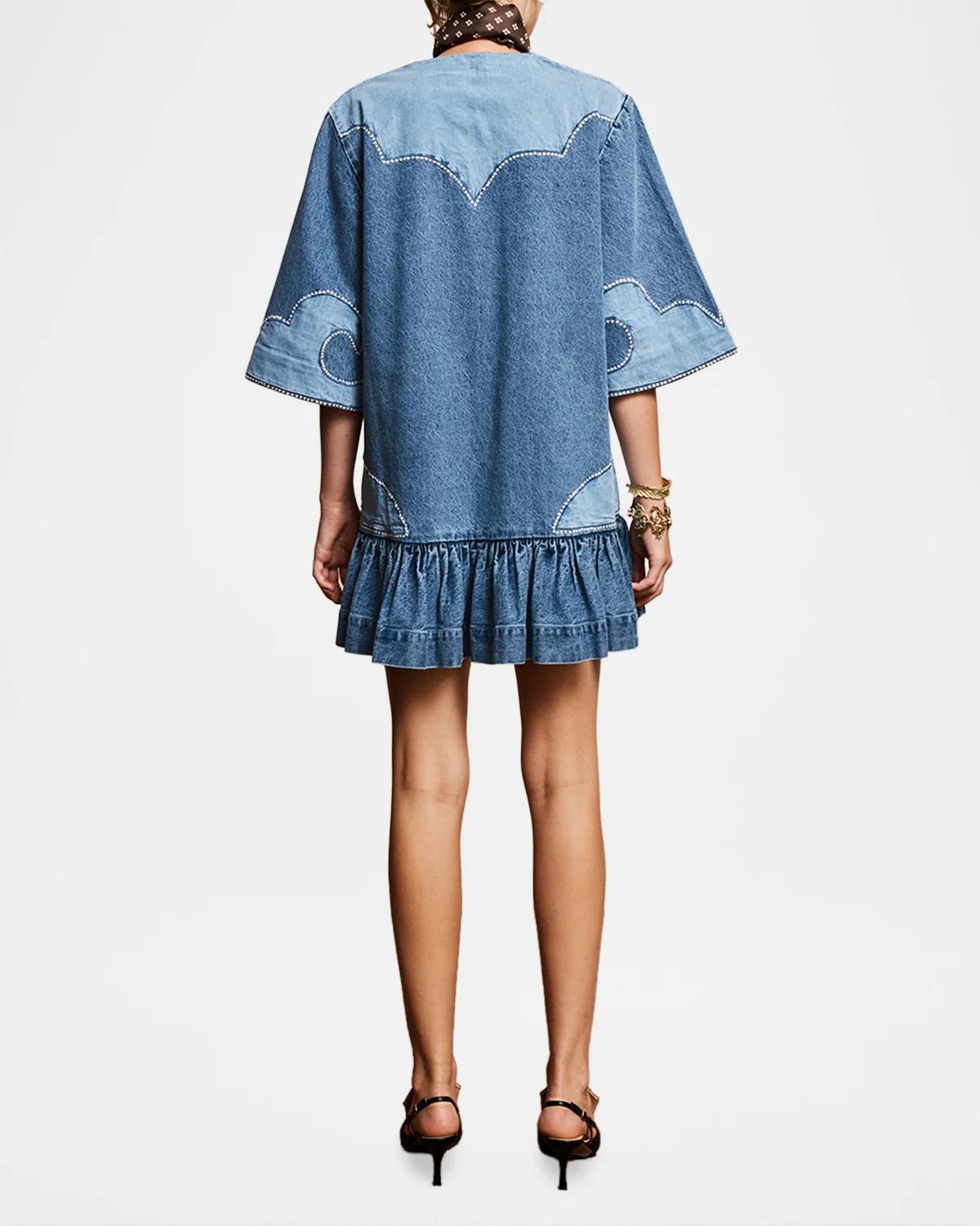 Jesse Studded Denim Mini Dress - thumbnail 3