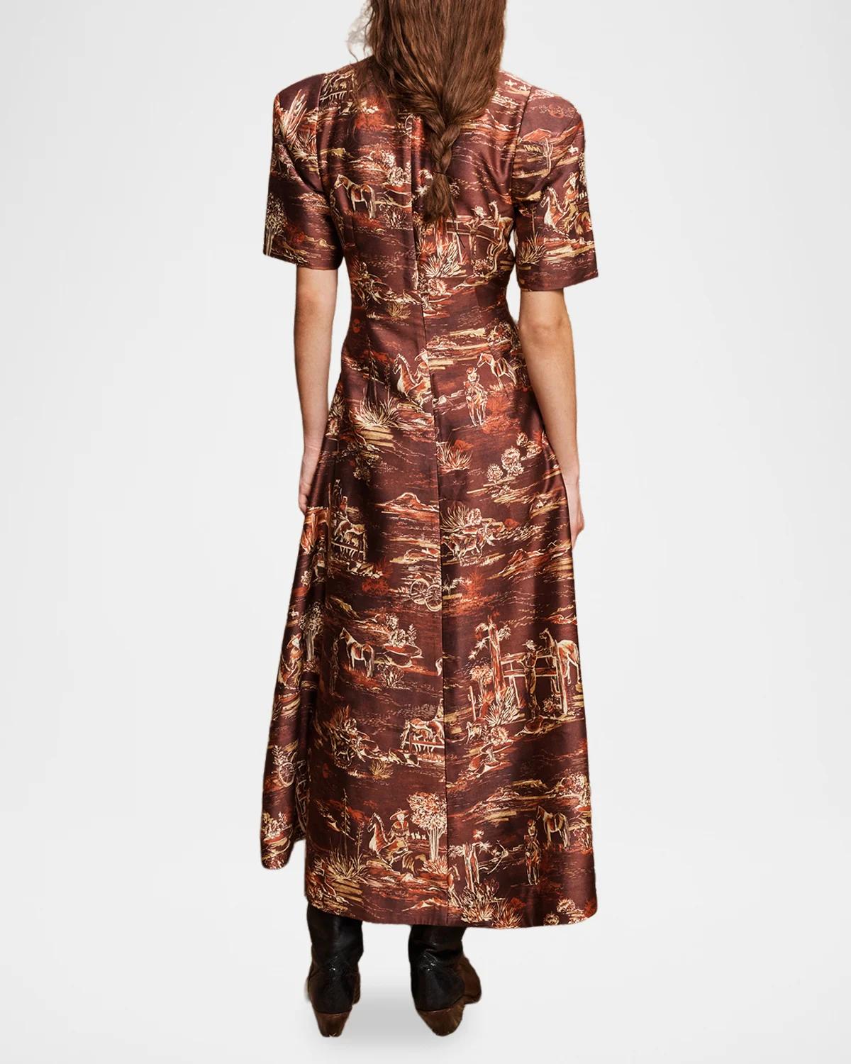 Ezra Western Toile Button-Front Midi Dress - thumbnail 3