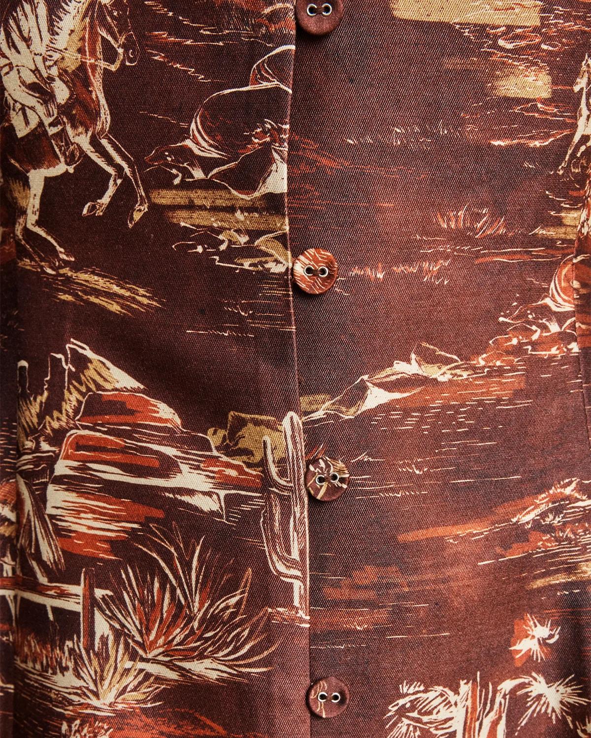 Ezra Western Toile Button-Front Midi Dress - thumbnail 4