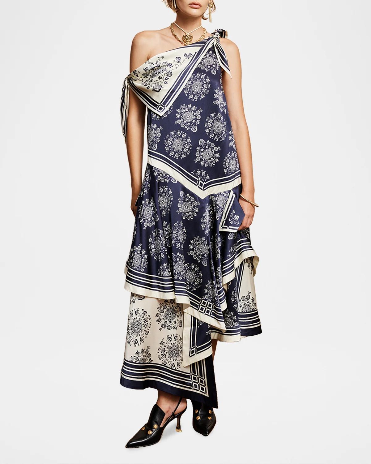 Banderra Silk Scarf Asymmetric Dress - thumbnail 2