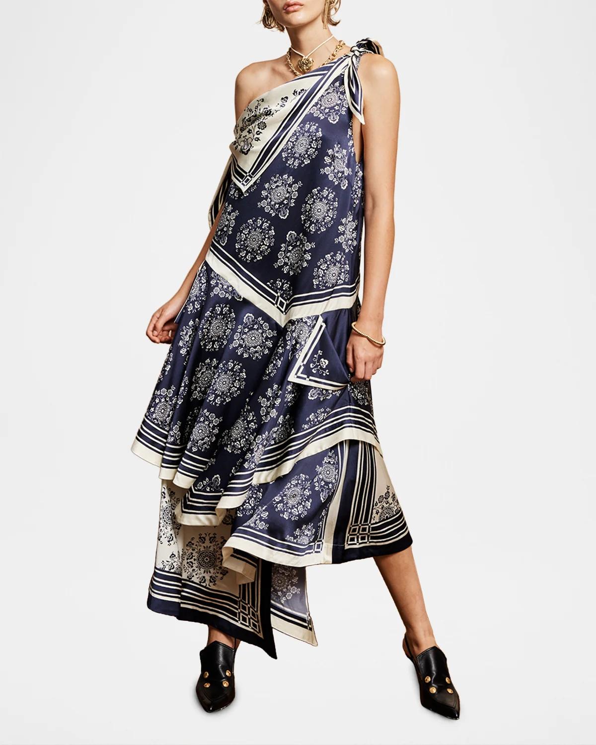 Banderra Silk Scarf Asymmetric Dress - thumbnail 4