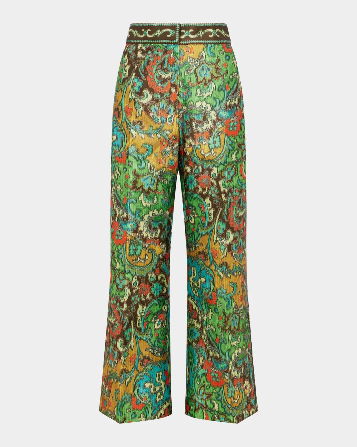 Charlotte Jacquard Wide-Leg Pants