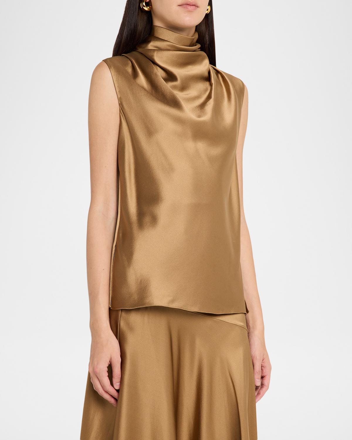 Kaia Sleeveless Cowl-Neck Silk Top - thumbnail 4