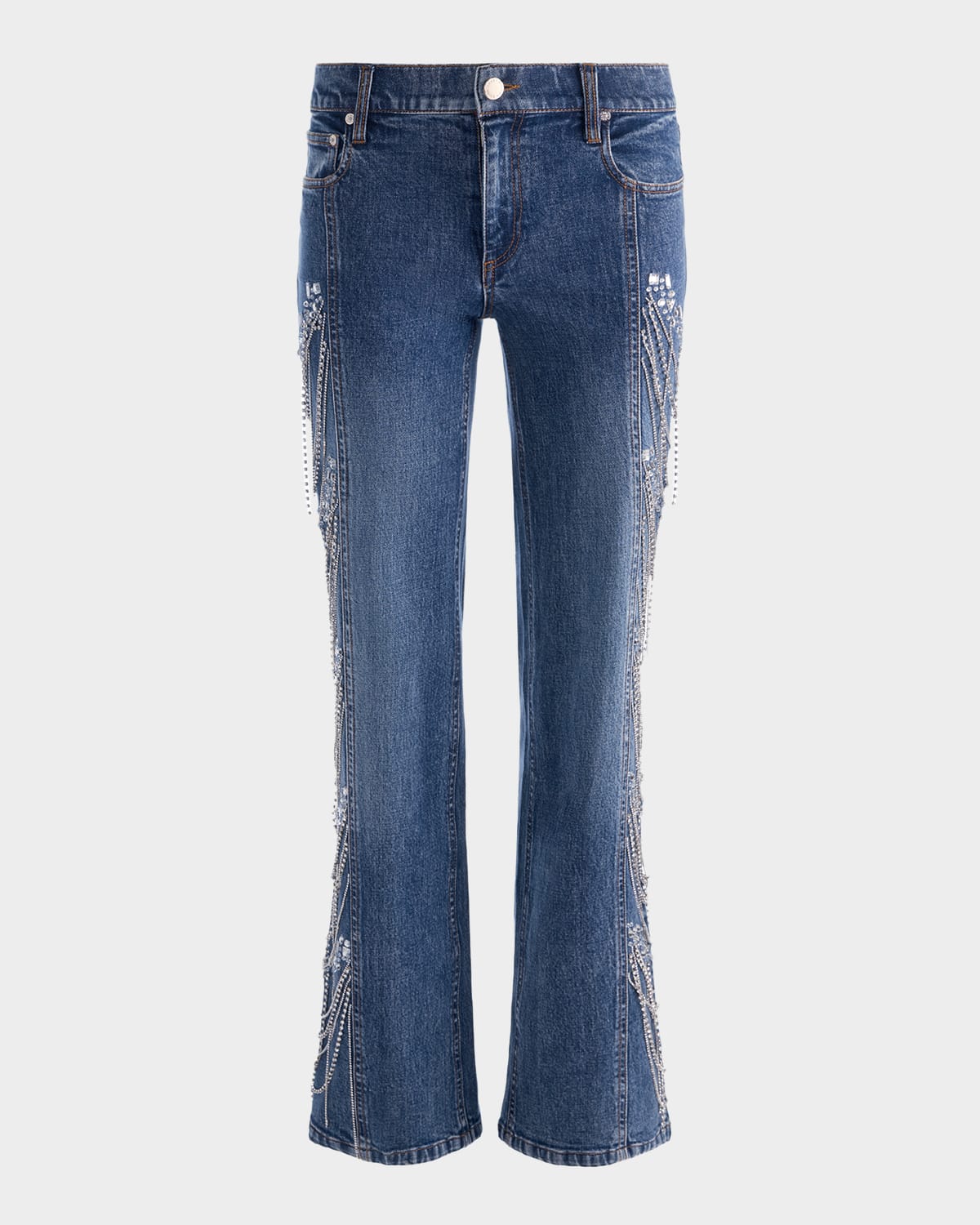 ALICE + OLIVIA Roxie Low-Rise Embellished Jeans | Neiman Marcus